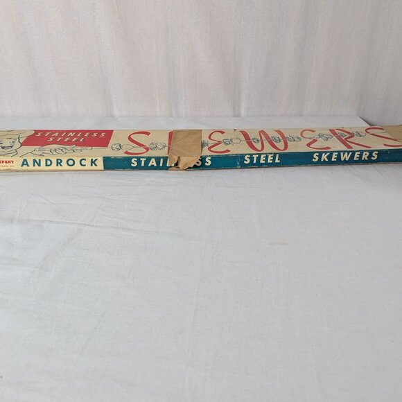 Androck Skewers Set Vintage MCM Shish Kebab Wood Handle 30" BBQ Grill Orig Box - Picture 3 of 16